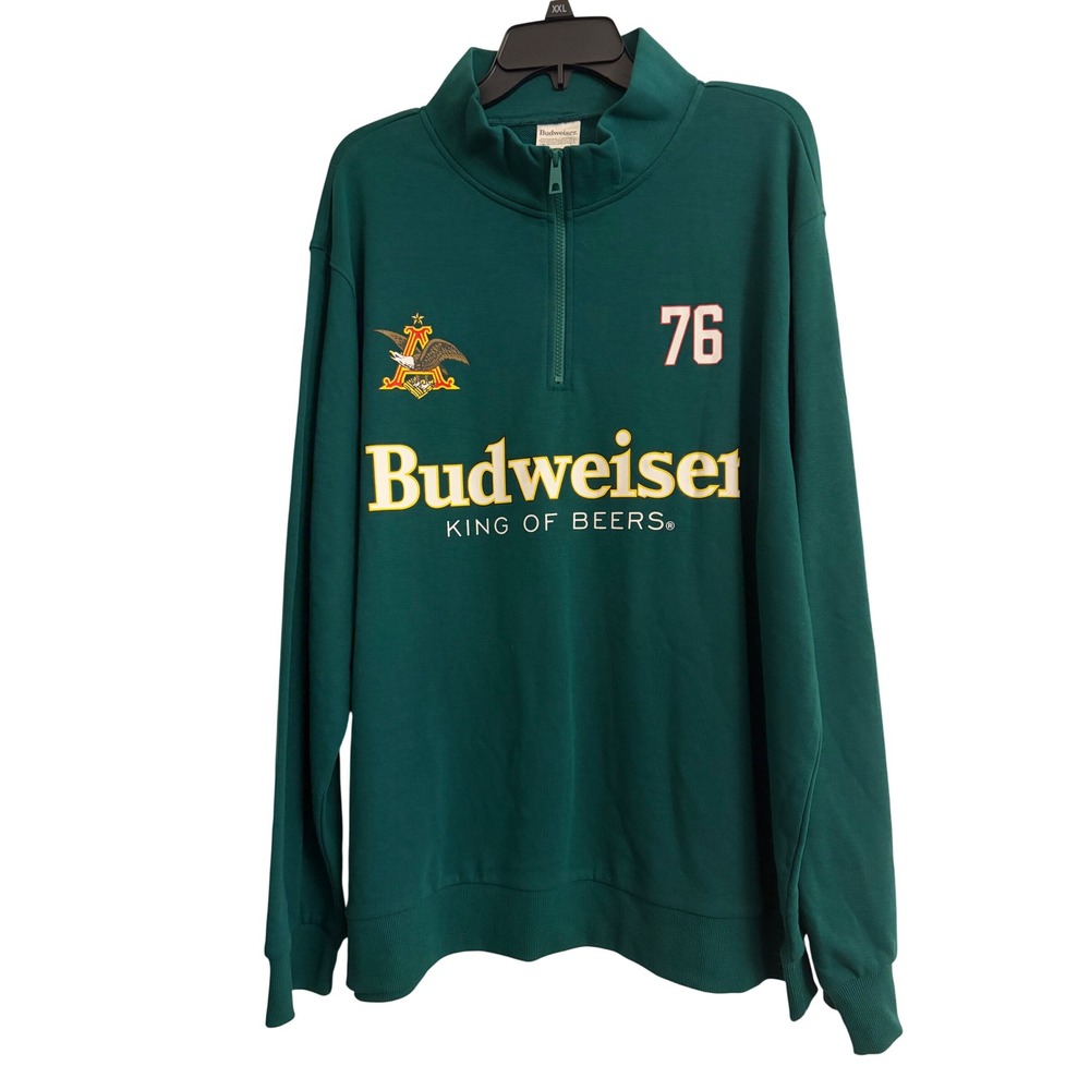 NWOT Budweiser Clydesdales XXL Green Quarter Zip Sweatshirt Pullover 76 Eagle